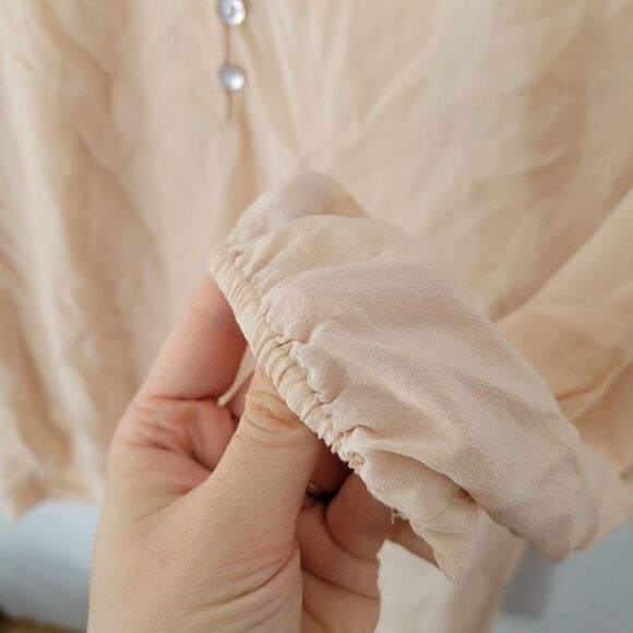 Max Studio 100% Silk Peach Blouse Top 3/4 Sleeves M - Picture 6 of 6